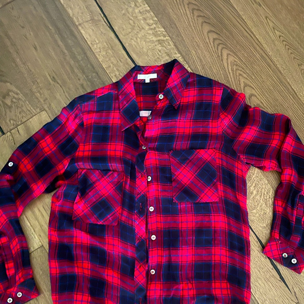 Red and Navy Blue Plaid Shirt